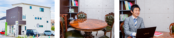 事務所外観の写真・打ち合わせスペースの写真・弁護士との面談風景の写真